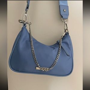 Madden girl purse with chain, light blue, adjustable straps
